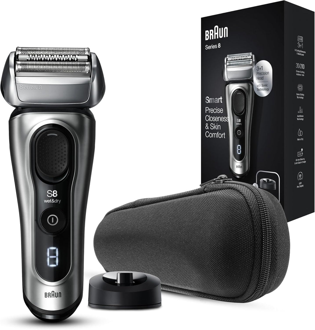 Braun Series 8 Rasierer Herren mit 3+1 Scherkopf, Elektrorasierer & Trimmer für Präzision, Sonic-Tec