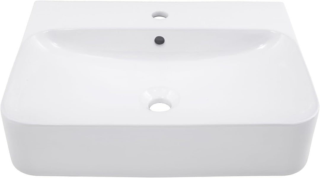 Schöner Wohnen Kollektion Waschbecken Dara 60,5 x 47 cm, Keramikwaschbecken Bad, Aufsatz- oder Wand-