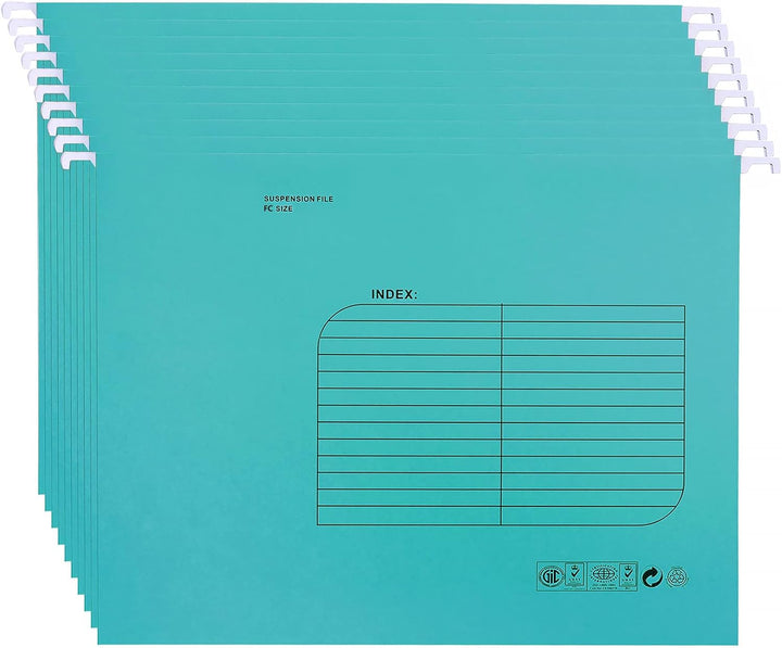 Foolscap Hängemappen mit Lasche und Karteneinsätzen (25 Stück, Blau) Verstärkte Hängemappen FC-Gröss