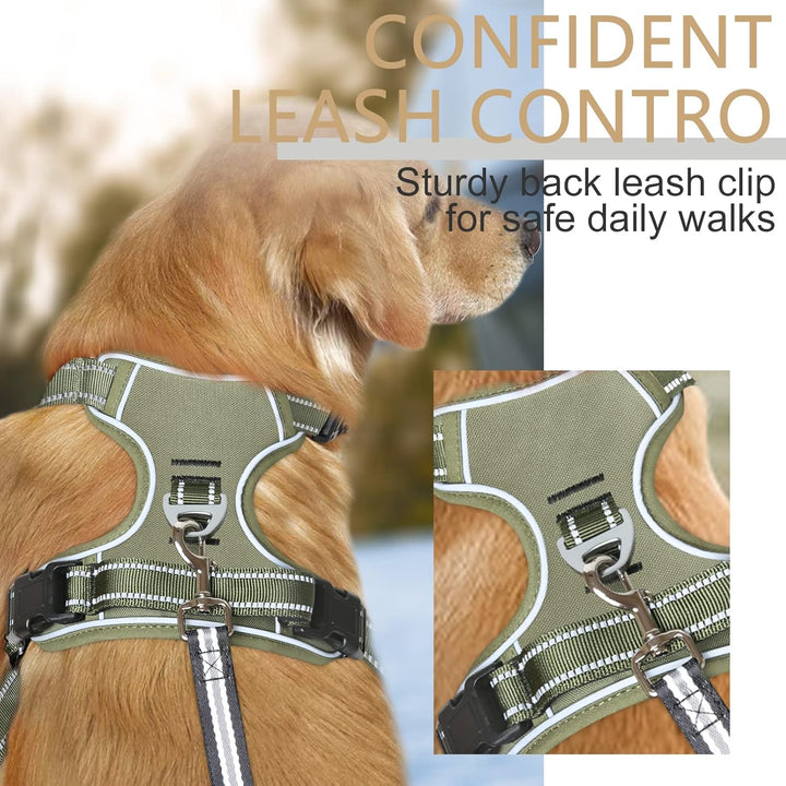 HEELE Hundegeschirr, Hundegeschirr für Grosse Hunde, Freigabe am Hals, Vorderseite Rückseite Clips H