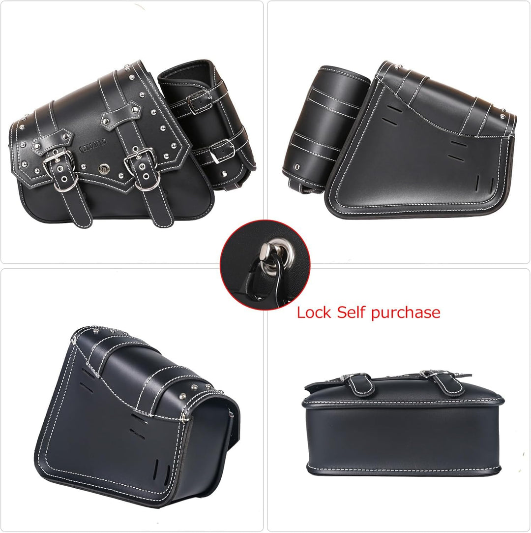 Motorrad-Satteltaschen– Satteltaschen Softail PVC Leder für Harley Sportster Wasserdicht,seitliche W