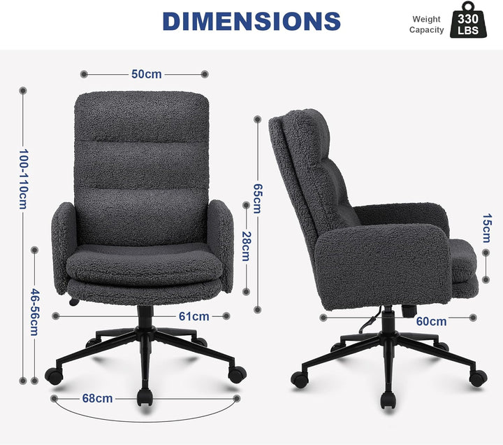 Youhauchair Schreibtischstuhl aus Kaschmir, Bürostuhl Ergonomisch mit hoher Rückenlehne, Bequemer Sc