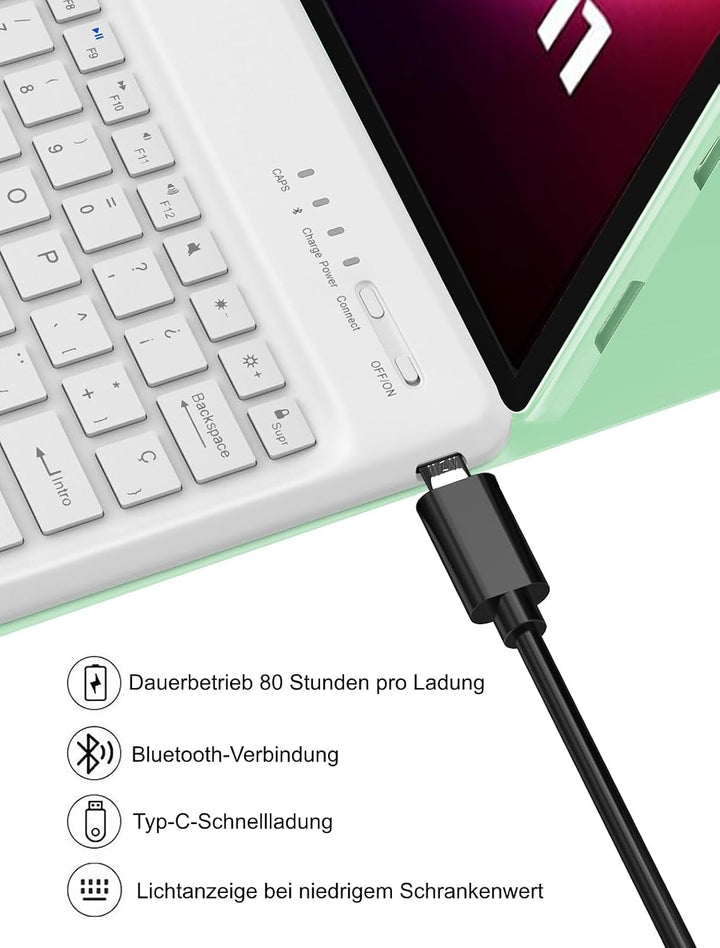WINCHKING Tastatur Hülle für Lenovo Tab P12 12.7 Zoll 2023, Tastatur für Lenovo Tab P12 Tablet, 7 Fa