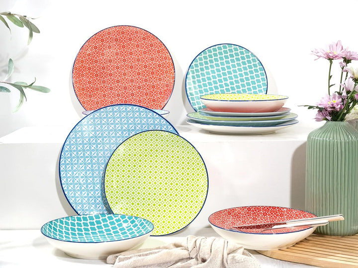 CreaTable, 10689, Serie Mediterran, Geschirrset, Teller Set 12 teilig Teller Set 12 tlg., Teller Set