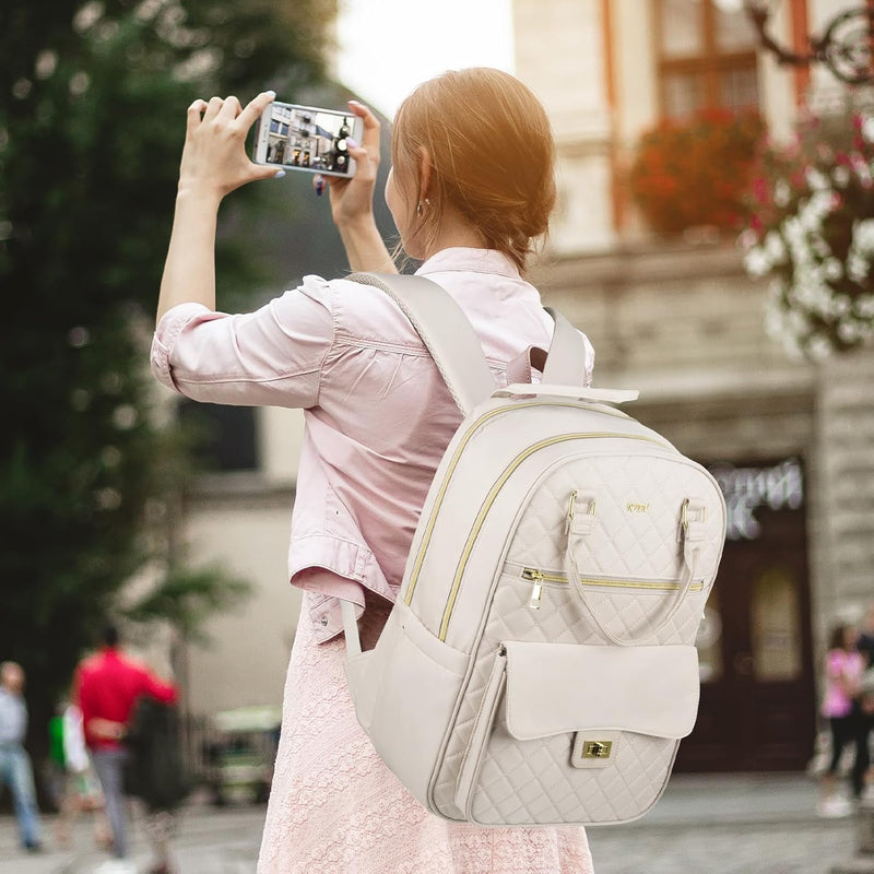 RJEU Rucksack Damen,Handtaschen-Rucksack Schule mit Laptopfach für Arbeit Business Reisen,Schulrucks