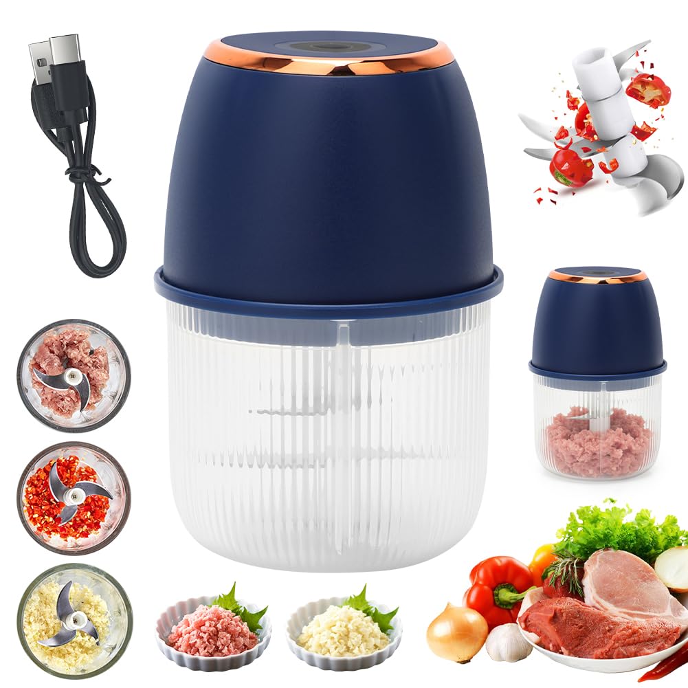 Mini Zerkleinerer Elektrisch, 350 ml Elektrisch Gemüsezerkleinerer Zwiebelschneider, Klein Zwiebel Z