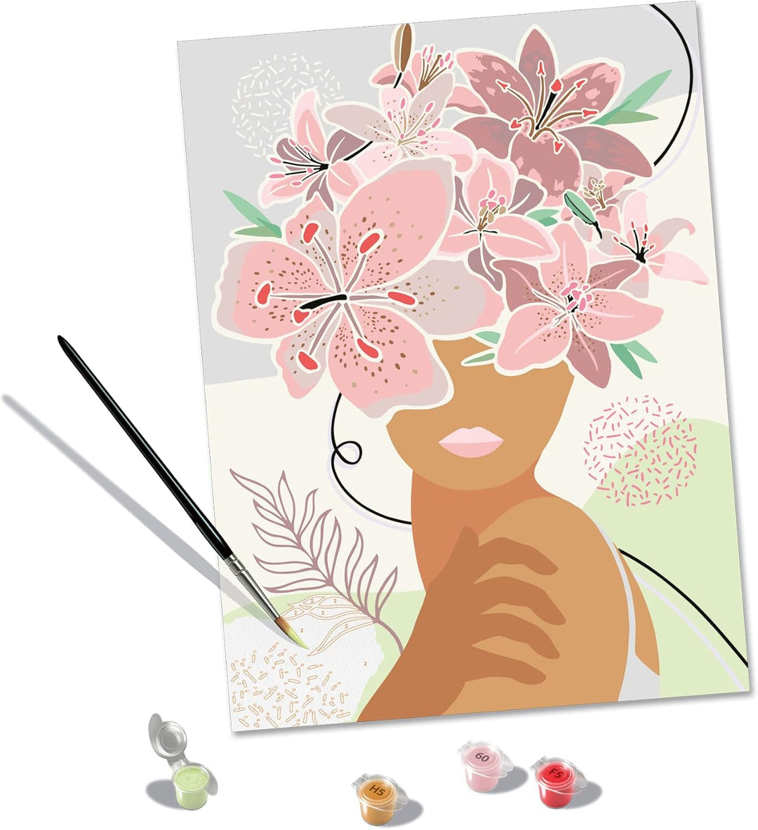 Ravensburger CreArt 20275 - Gedankenblumen - Malen nach Zahlen Erwachsene, DIY Malset mit Pinsel und