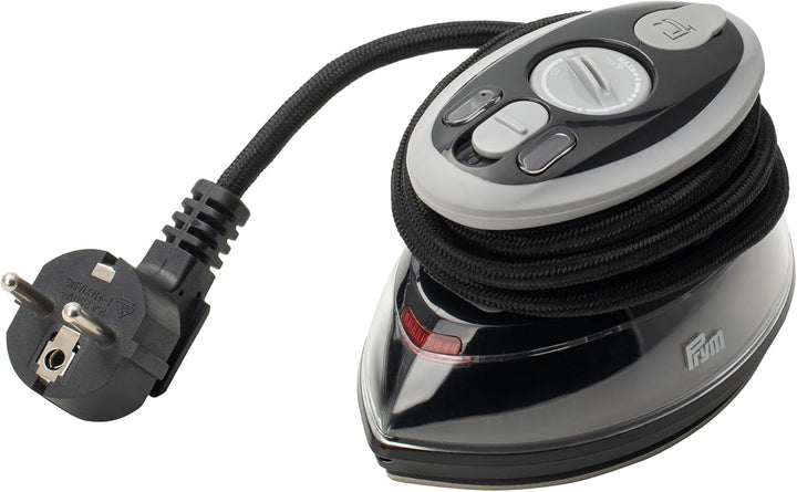 Prym Mini Dampfbügeleisen schwarz mit Silikonablage & Aufbewahrungs-Case im Set | 400W, einstellbare