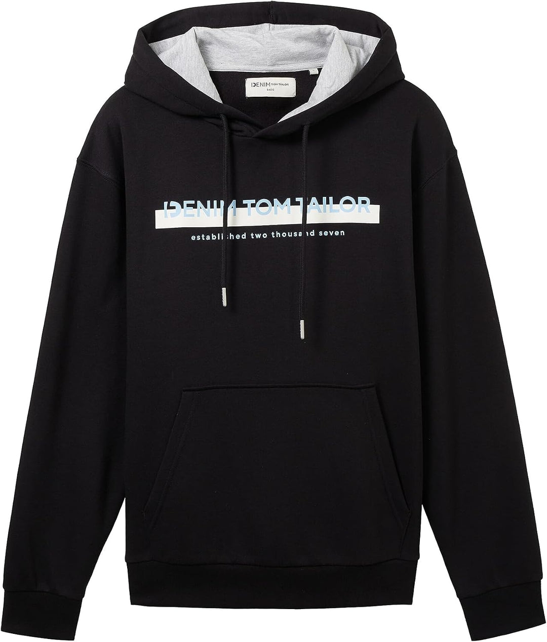 Tom Tailor Denim Herren 1043298 Hoodie Sweatshirt mit Logo-Print (1er Pack) S 29999-black, S 29999-b