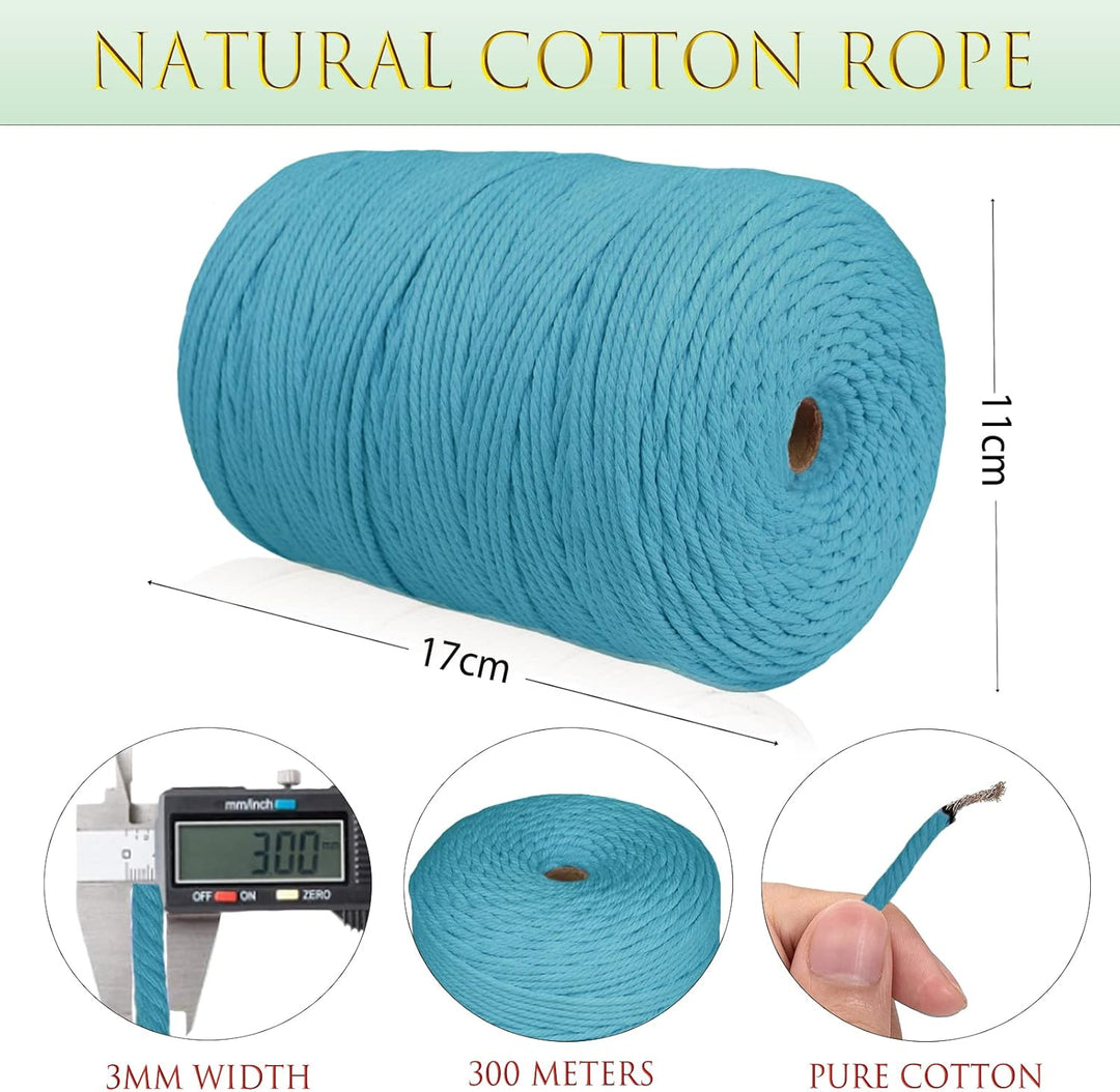 Makramee Garn 3 mm x 300 m, Natürliches Makramee, Baumwollgarn Macrame Cord, Baumwollkordel Wird Ver