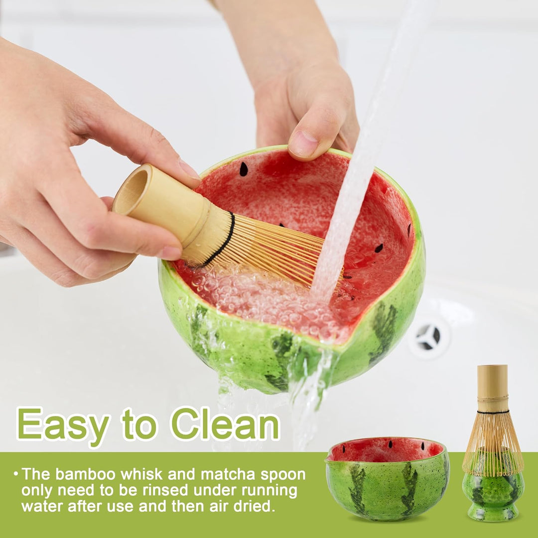Matcha Tea Set 8- piece Matcha Broom Set with Whisk, Broom Holder, Ceramic Bowl, 2 Teaspoons, spoon