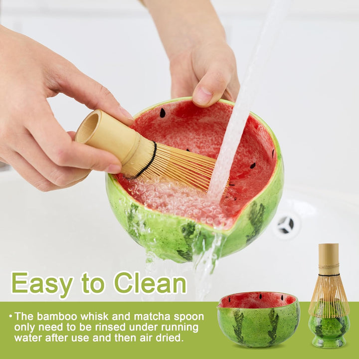Matcha Tea Set 8- piece Matcha Broom Set with Whisk, Broom Holder, Ceramic Bowl, 2 Teaspoons, spoon