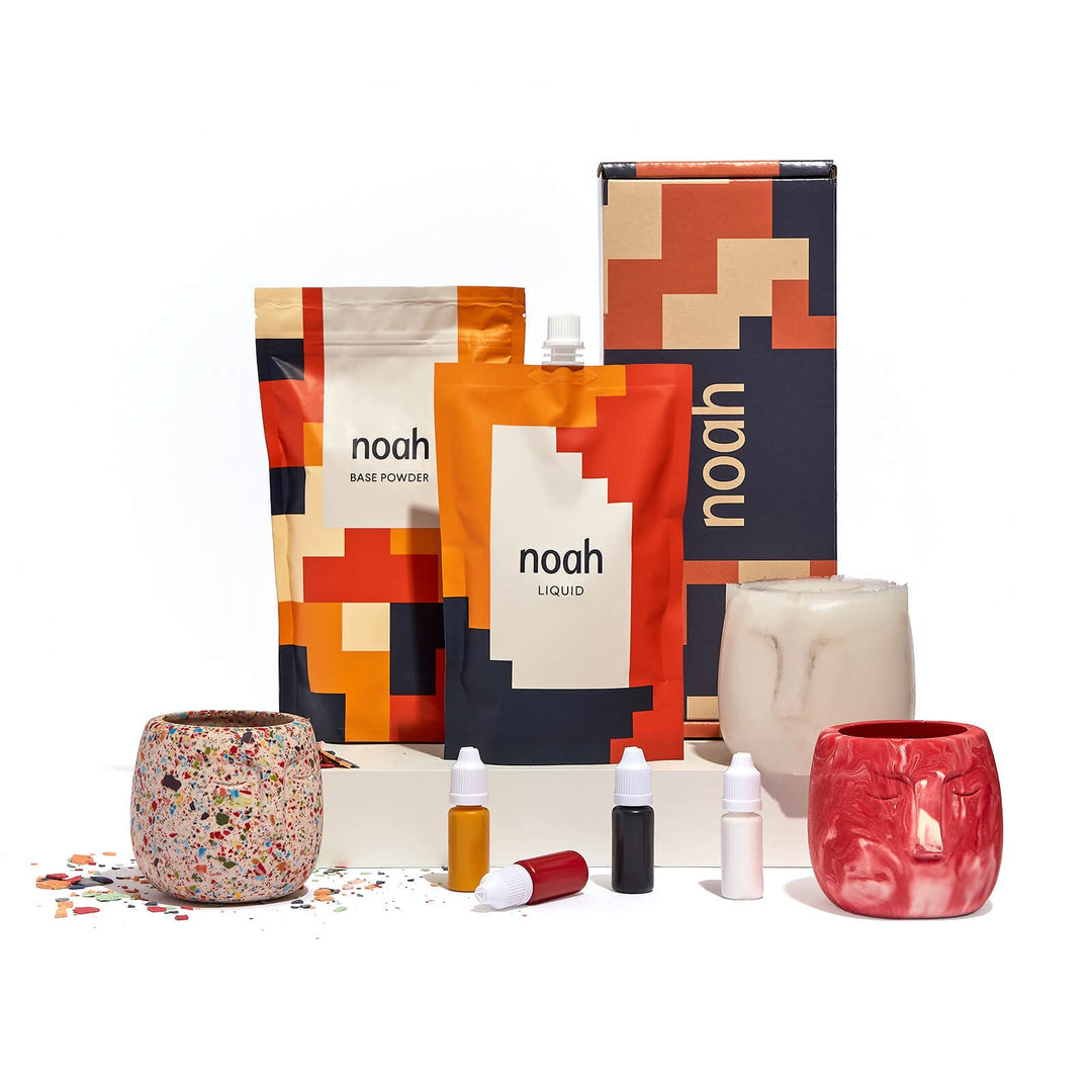 noah Jesmonite & Terrazzo Starterkit - Enthält Silikonformen, Farben, Handschuhe, Schleifpapier, Bec