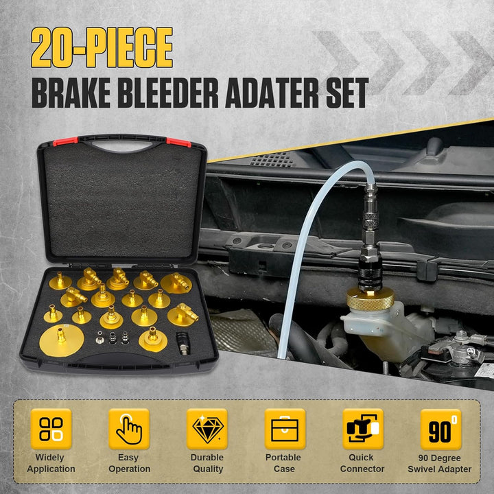 20-TLG Bremsenentlüftungsgerät Adapter mit 4 Quick Adapter, Bremsenentlüftungsadapter aus Metall für