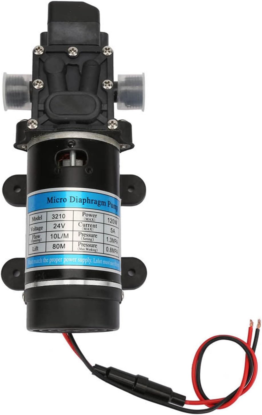 Selbstansaugende Wasserpumpe, 12V/24V 120W 10L/m Membranpumpe Hochdruckwasserpumpe Elektrische Wasse
