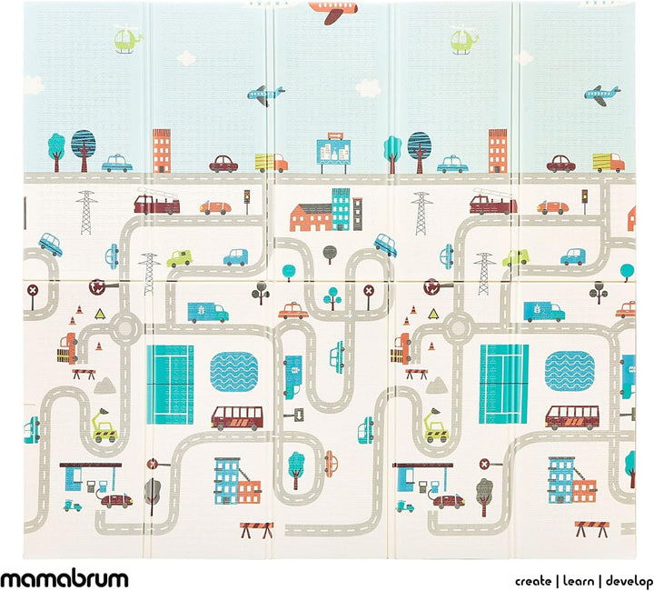 Mamabrum Baby Spiel Matte Spielmatte, 200 x 180 x 1.0 cm, Faltbare Schaumstoffmatte Krabbelmatte Was