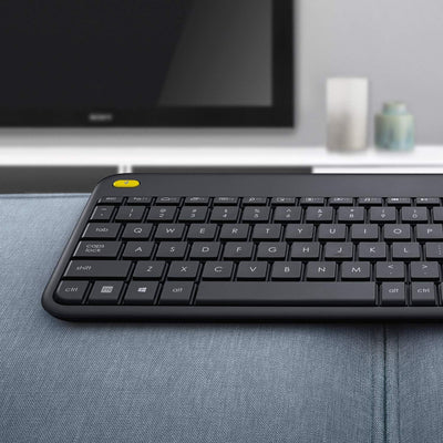 Logitech K400 Plus Kabellose Touch-TV-Tastatur mit integriertem Touchpad, Englishes QWERTY-Layout -