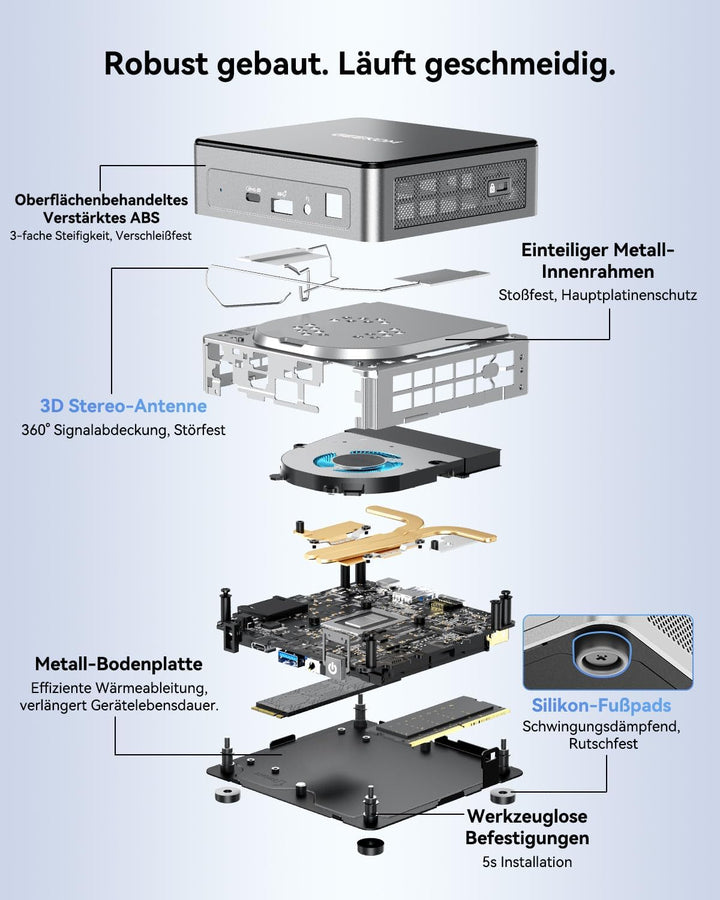 Mini PC Core I3-8109U (bis zu 3,6 GHz), 8GB+256GB Mini-PC, Windows 11 Pro Mini Desktop PC, GEEKOM IT