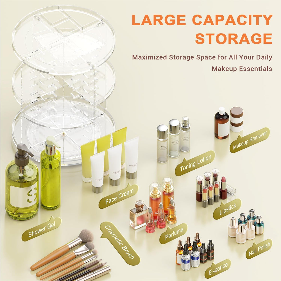 Auxmir Schminktisch Organizer mit 9 Einstellbaren Stufen, Make Up Organizer 360° Drehbar, Extra Grös