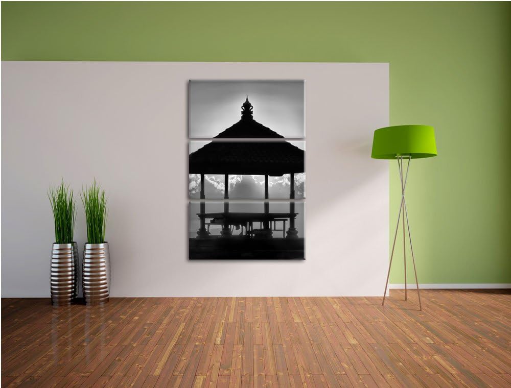 Pixxprint Pagode in Bali im Sonnenuntergang als Leinwandbild/Grösse: 3 Teilig (120x80) cm/Wandbild/K