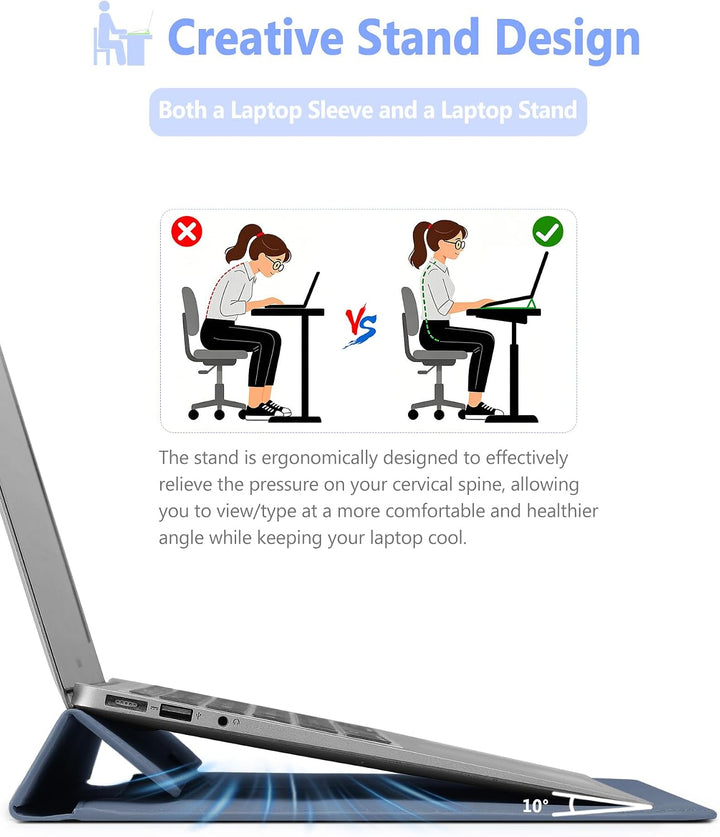 HYZUO 13 Zoll Laptop Hülle Tasche mit Ständer für MacBook Air 13 M5 A3449 M4 M3 M2 M1 2026-2018, Mac