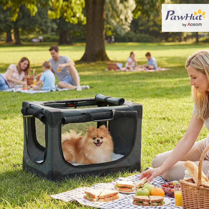 PawHut Hundebox faltbar 60x42x43cm Hundetransportbox mit Kissen abnehmbar waschbar Bezug atmungsakti