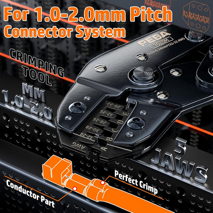 PEBA Crimpzange Set, 22 Stile JST-SH 1.0mm/GH 1.25mm/ZH 1.5mm Stecker Kit, Ratschen Crimper 0.03-0.3