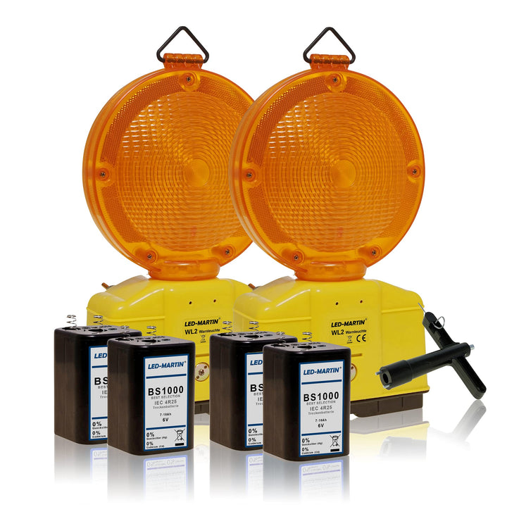 LED-MARTIN® 2er Sparset Warnleuchte - gelb - automatische TAG/Nachtschaltung - Blinklicht - Warnleuc