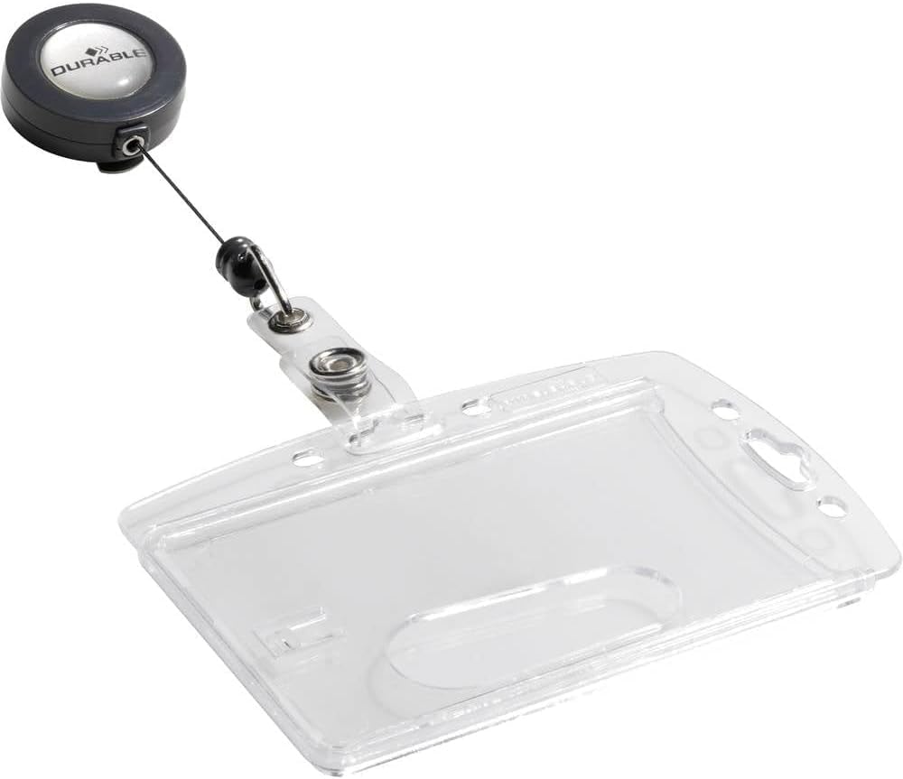 Durable Namensschild Hartbox mit Jojo Ausweiskartenhalter, 10 Stück, transparent, 801219 Für 1 Karte