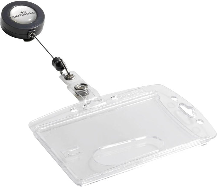 Durable Namensschild Hartbox mit Jojo Ausweiskartenhalter, 10 Stück, transparent, 801219 Für 1 Karte