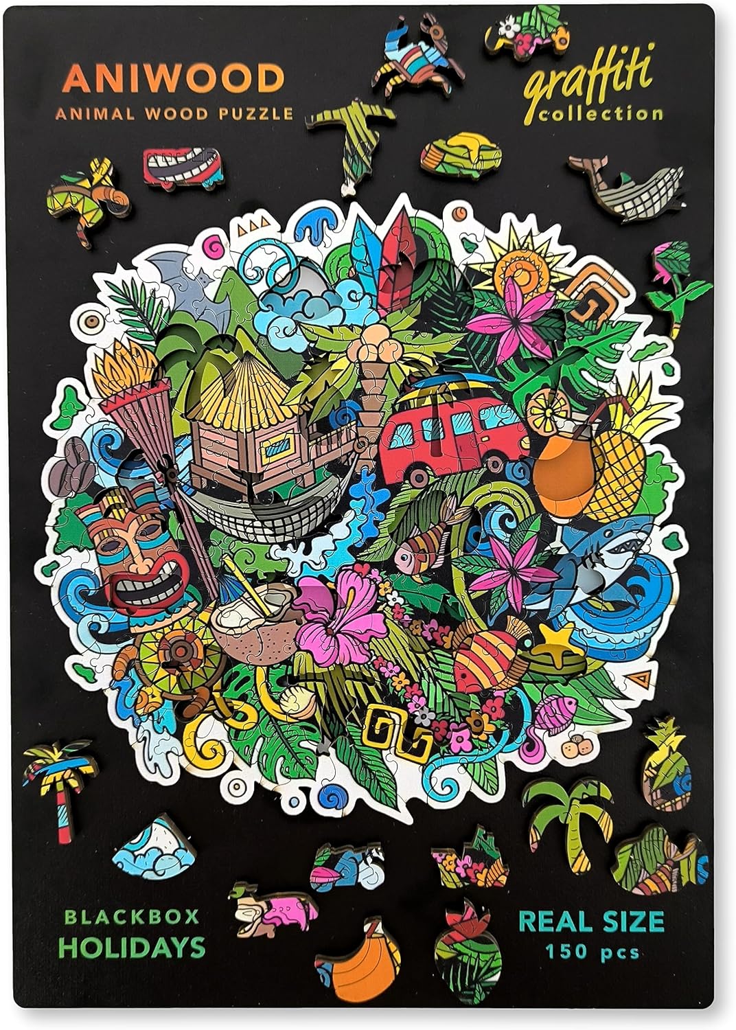 ANIWOOD Holzpuzzle Erwachsene Tieren. Gestanzter Deckel, Lebensgrosse Puzzle-Box. 3 Schwierigkeitsmo
