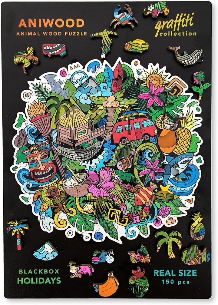ANIWOOD Holzpuzzle Erwachsene Tieren. Gestanzter Deckel, Lebensgrosse Puzzle-Box. 3 Schwierigkeitsmo
