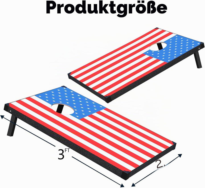 Cornhole Spiel Verordnung Grösse 91cmx60cm, Sackloch Spiel mit Corn Hole Spiel mit 2 Boards, 8 Wurfb
