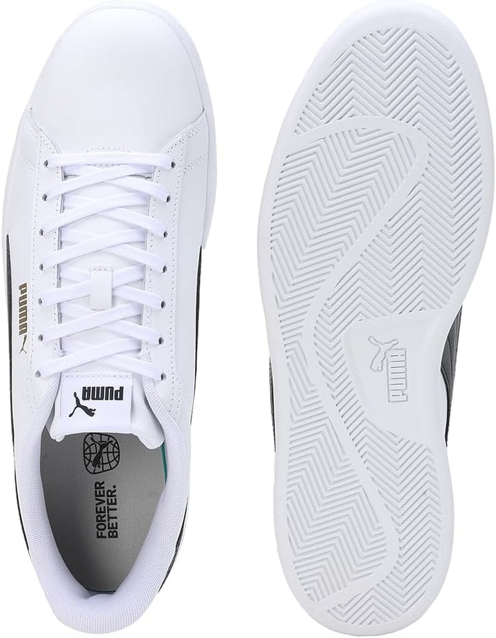 PUMA Unisex Kinder Smash 3.0 L Sneaker 36 EU White Black Gold, 36 EU White Black Gold