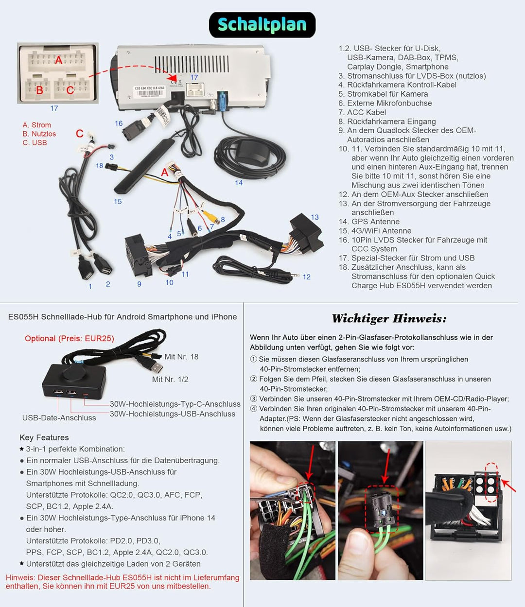 Erisin 8.8" Android 12 8-Kern Autoradio GPS Navi für BMW 3er E90 E91 E92 E93 5er E60 E61 6er E63 E64