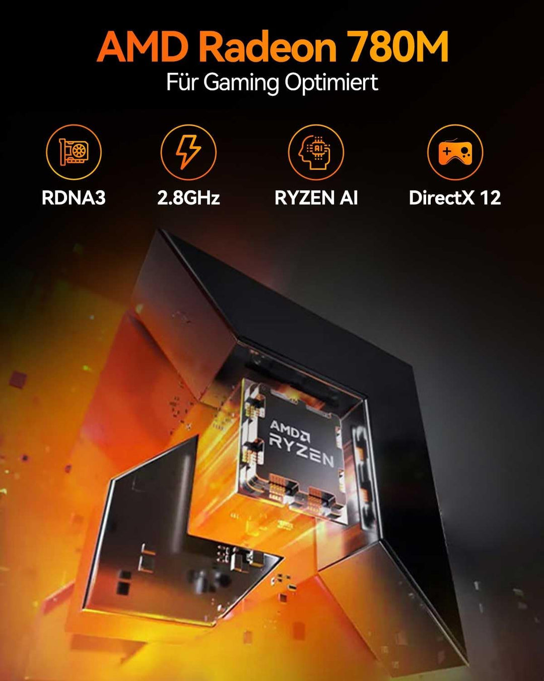 GEEKOM A8 Mini PC, AMD Ryzen 9 8945HS (8 Kerne 16 Threads, bis zu 5,2 GHz) Mini Gaming PC Windows 11