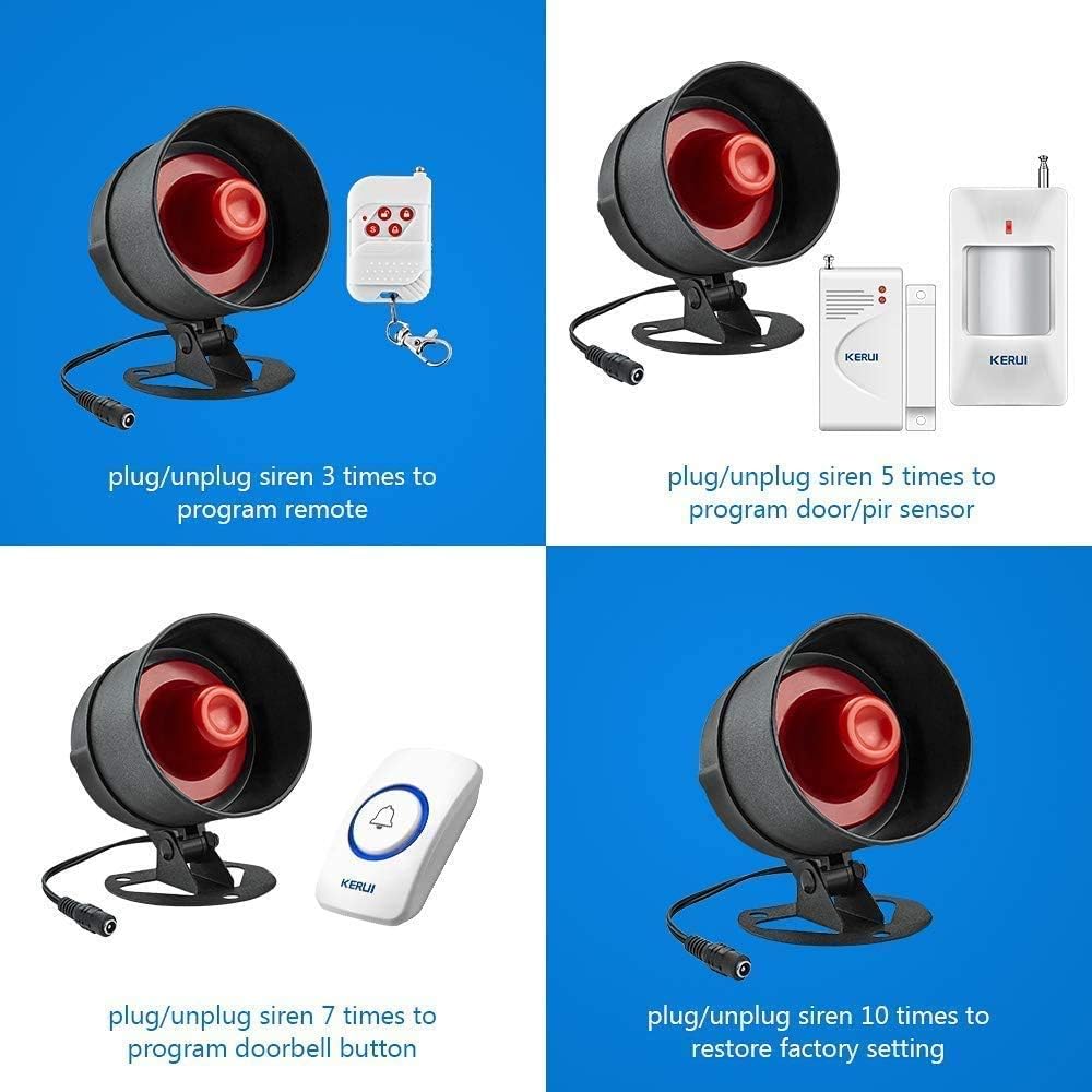 KERUI Drahtloses Hausalarmsystem Einbruchmeldeanlage Kit mit 115dB Alarm Arbeit mit Garage, Haus, La