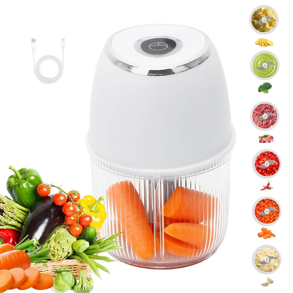 Zerkleinerer Elektrisch Mini, Zwiebel Zerkleinerer 350ml Multizerkleinerer Kabelloser Häcksler mit 6