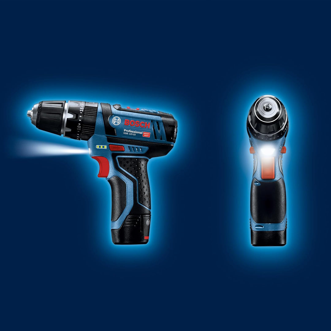 Bosch Professional 12V System Akku-Schlagbohrschrauber GSB 12V-15 (inkl. 2x2.0 Ah Akku, Schnellladeg