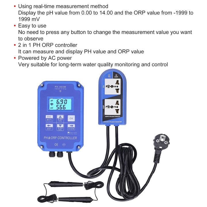 FTVOGUE PH-ORP-Controller, Werkzeug Zur Überwachung der Wasserqualität, Langlebiges ABS-Material, 2-
