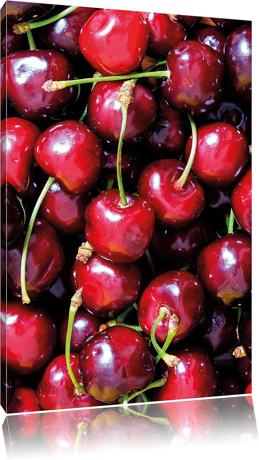 Cherry Kirschen Fruit, Format: 100x70 auf Leinwand, XXL riesige Bilder fertig gerahmt mit Keilrahmen