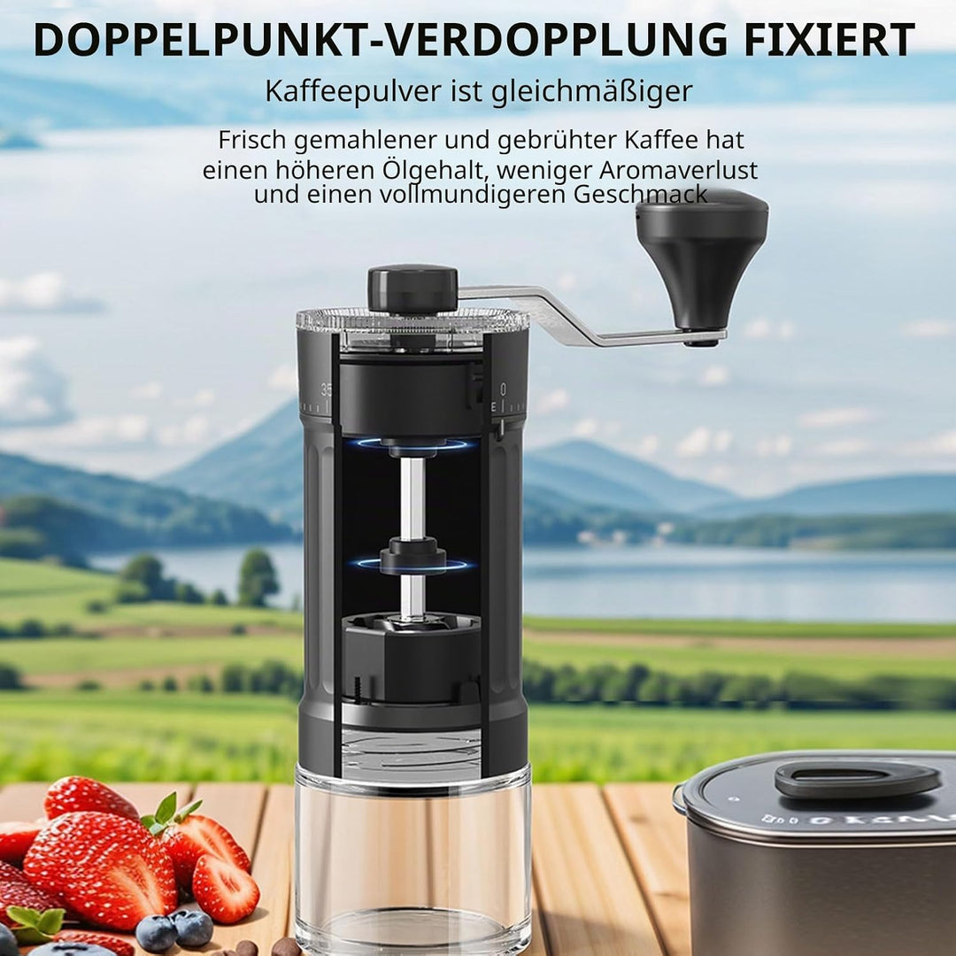Irishom Manuell Kaffeemühle 40 Grössengrössen Einstellungen Keramik 2.0 Burr tragbar für Heimbüro od