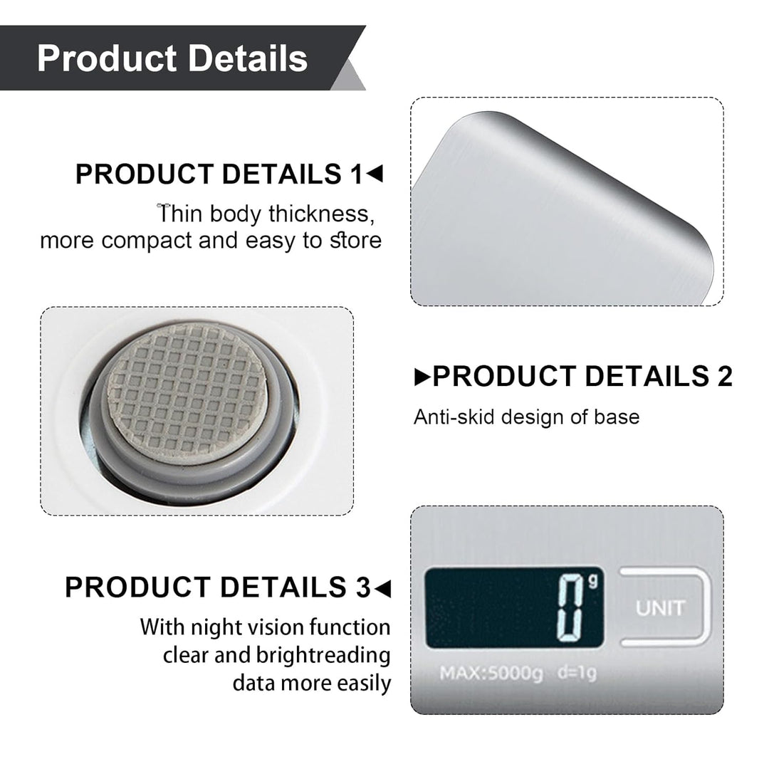 Küchenwaage Digital, 10kg/1g Waage Küchenwaage, USB Wiederaufladbar Digitale Küchenwaage mit LCD Dis