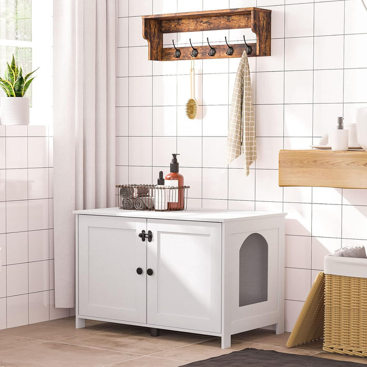 HOOBRO Katzenschrank, Katzenklo Schrank, Katzenhaus mit Tür und separater Trennwand, Sitzbank, Katze