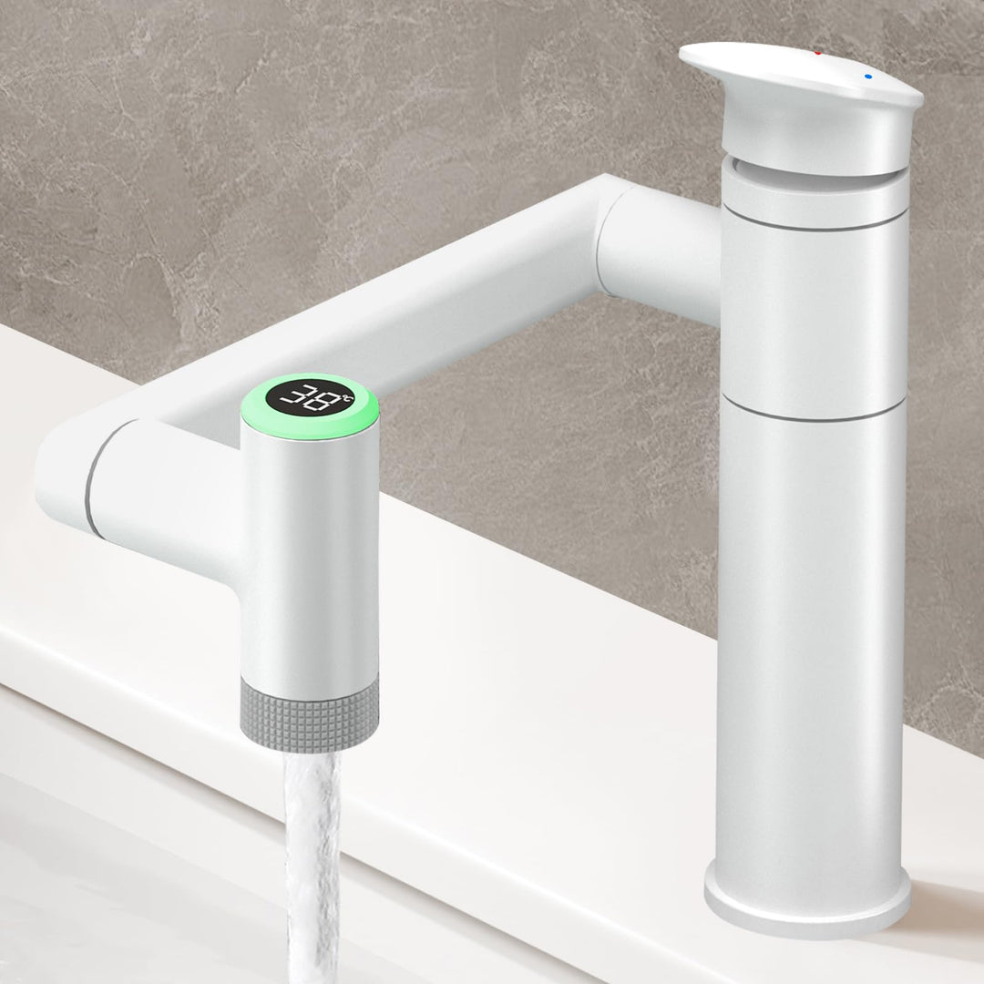 JONKEAN Wasserhahn Bad mit Temperaturanzeige(Batterielos), 1080° Drehbar Einhebelmischer Waschbecken