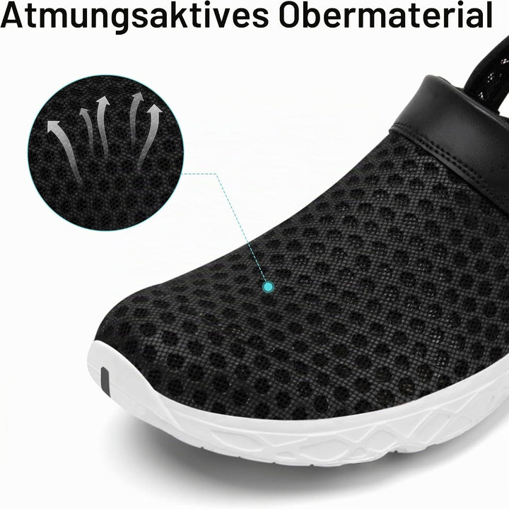 SAGUARO Unisex Clogs Sommer Hausschuhe Leicht Gartenschuhe Gr. 36-48 37 EU Dunkel Schwarz, 37 EU Dun
