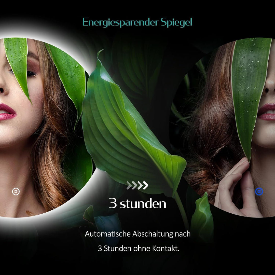 EMKE Badspiegel mit Beleuchtung Rund 70cm Rund LED Badspiegel mit Touch-Schalter, Dimmbar, 6500K, 3
