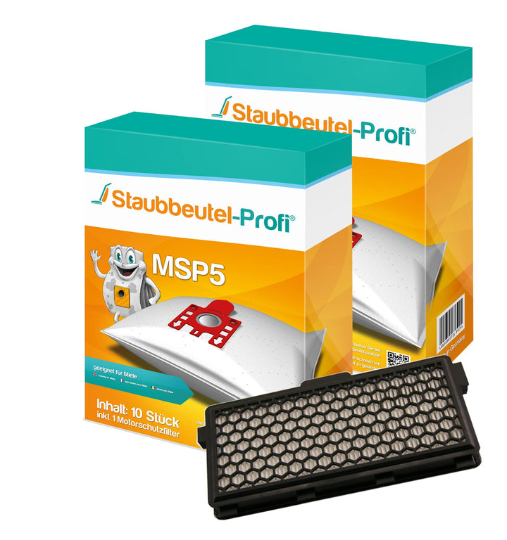 20 Staubsaugerbeutel MSP5 + HEPA-Filter 012 geeignet für Miele S 428 Allergy Control von Staubbeutel
