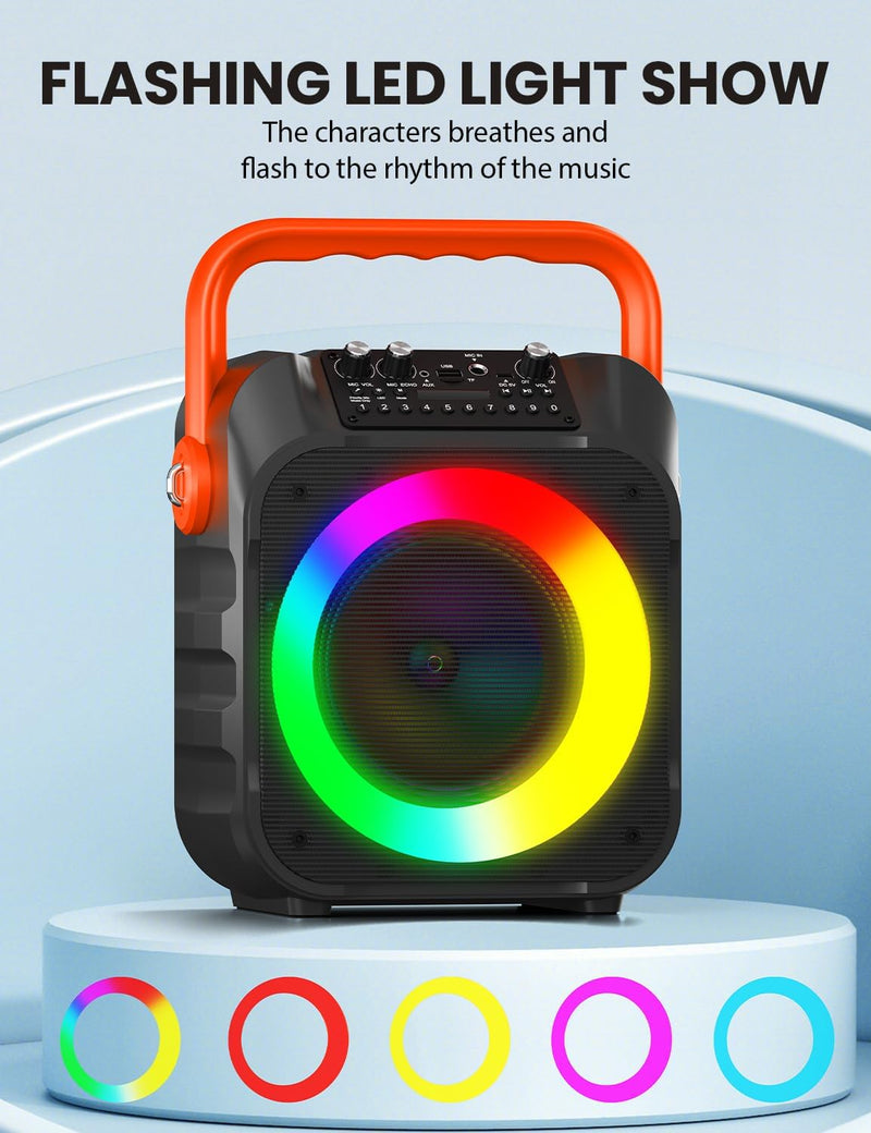 Wowstar Karaoke Maschine mit 2 Kabellose Mikrofone, Tragbare Bluetooth Lautsprecher Box für Erwachse