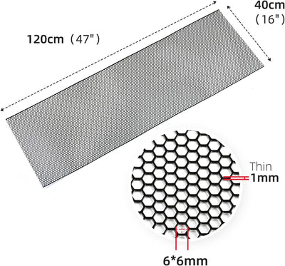 AggAuto 120×40cm Schwarz Renngitter, 6×1mm Wabe Lochgrösse Wabengitter, Aluminiumlegierung Streckgit